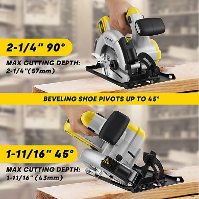 Enventor Brushless Cordless Circular Saw with Rapid Charger and Laser Guide