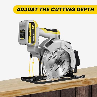 Enventor Brushless Cordless Circular Saw with Rapid Charger and Laser Guide