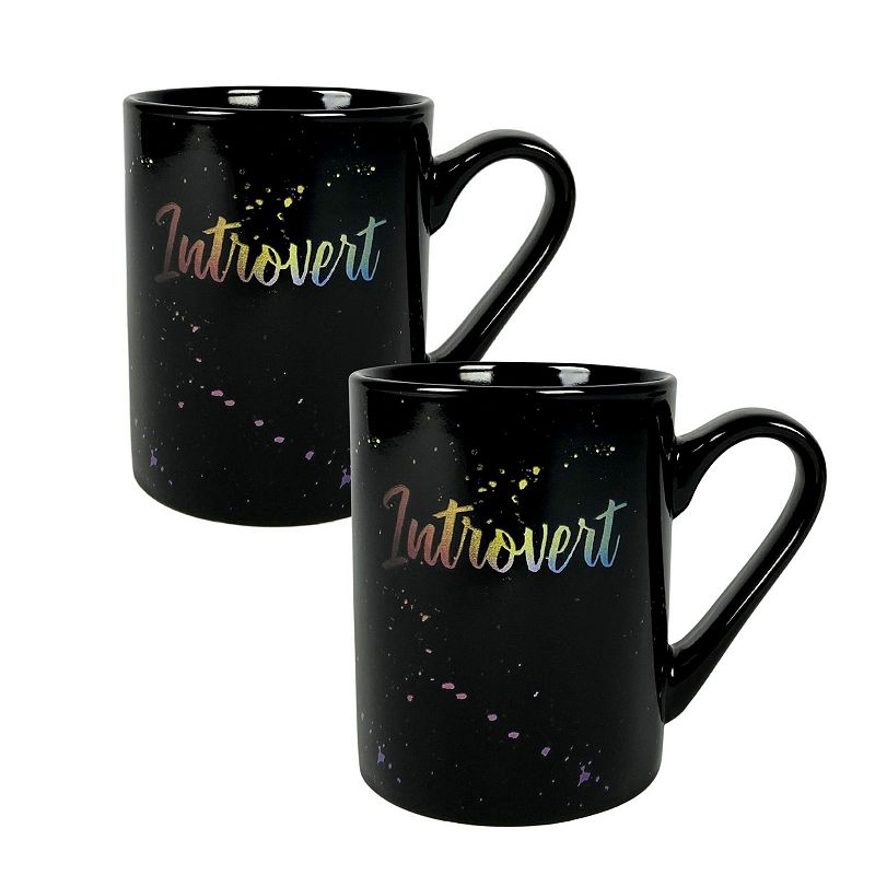 10 Strawberry Street 2 pc. Introvert Tie-Dye Splatter Mug Set, Black