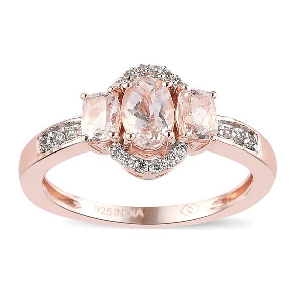 14k Rose Gold Plated & White Zircon Accent 3Stone Ring