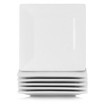 10 Strawberry Street Simply White 6 pc Square Appetizer Plate Set