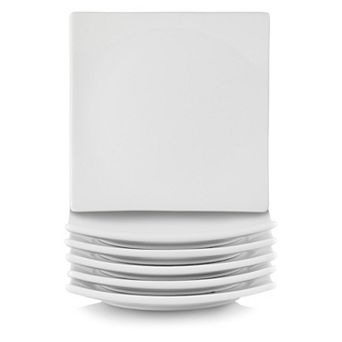 10 Strawberry Street Simply White 6 pc Coupe Square Appetizer Plate Set