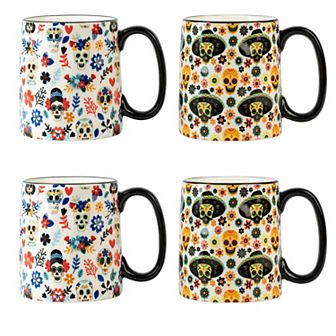 10 Strawberry Street 4 pc Day of the Dead Mug Set