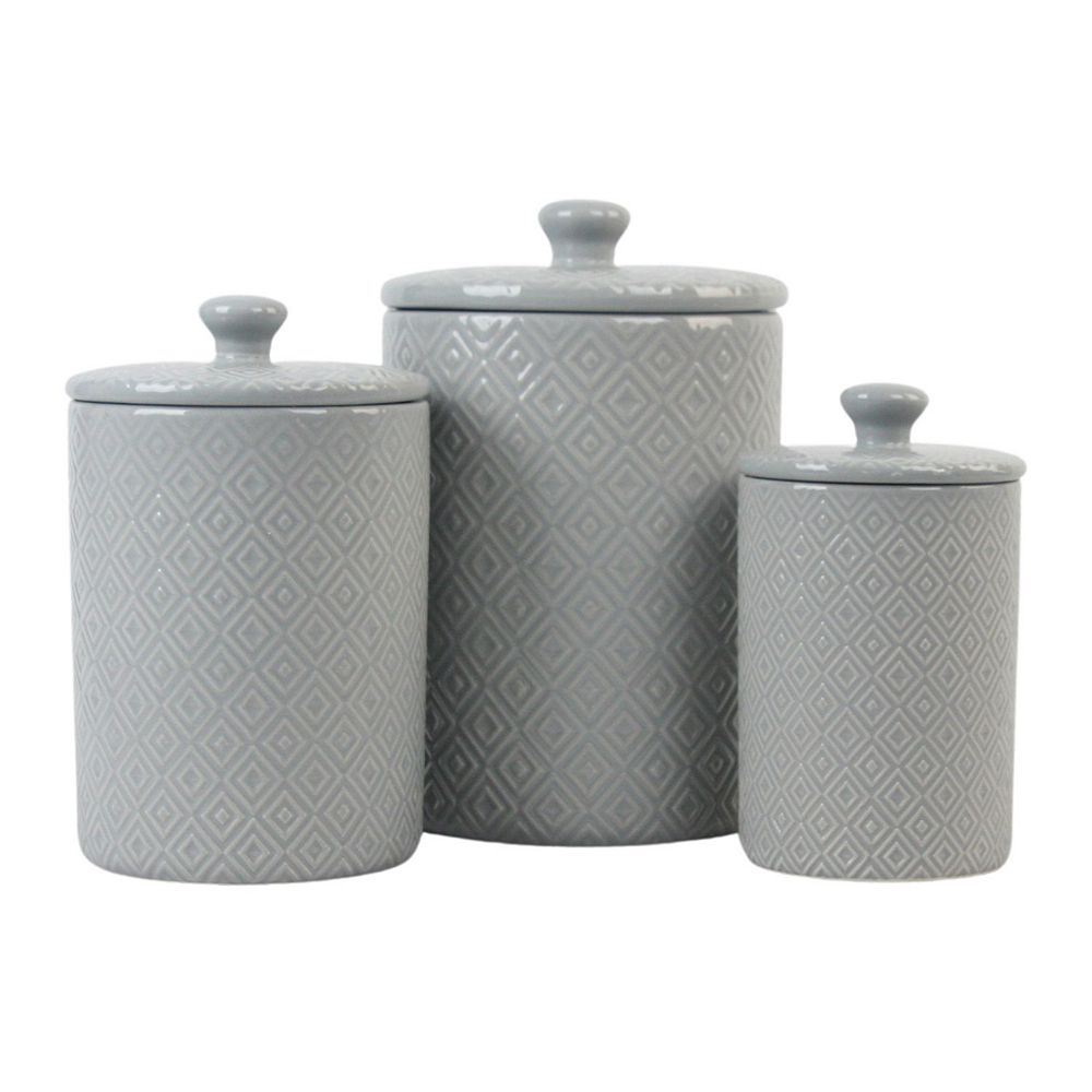10 Strawberry Street Embossed 3-pc. Ceramic Canister Set