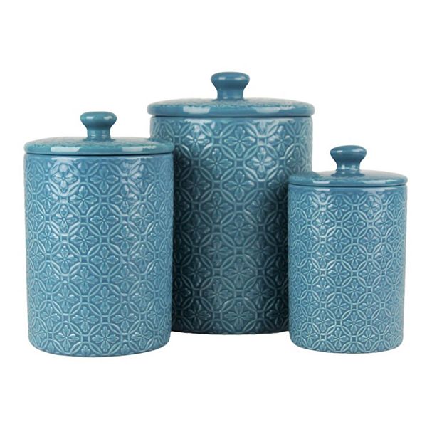 10 Strawberry Street Hampton Embossed 3pc. Ceramic Canister Set