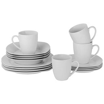 10 Strawberry Street Simply White 16 pc Square Dinnerware Set