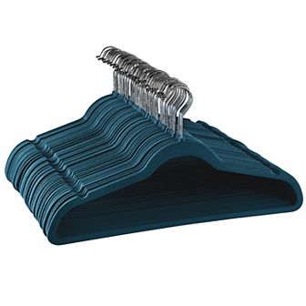 Elama Home 50 pc Flocked Velvet Clothes Hangers with Stainless Steel Swivel Hooks
