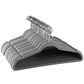 Elama Home 50 pc Flocked Velvet Clothes Hangers with Stainless Steel Swivel Hooks