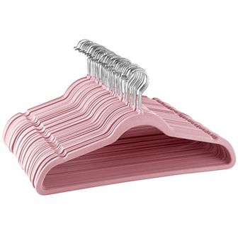 Elama Home 50 pc Flocked Velvet Clothes Hangers with Stainless Steel Swivel Hooks