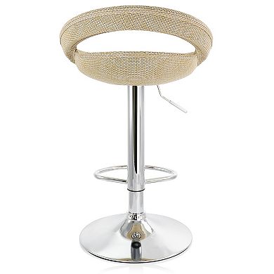 Elama 2 Piece Adjustable Rattan Barstool in Tan with Chrome Base