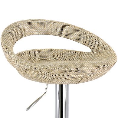 Elama 2 Piece Adjustable Rattan Barstool in Tan with Chrome Base