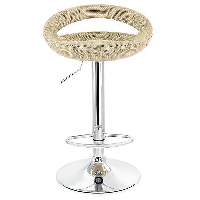Elama 2 Piece Adjustable Rattan Barstool in Tan with Chrome Base