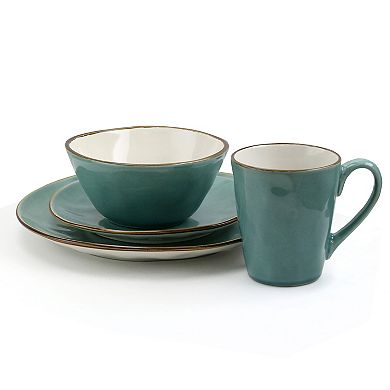 Elama Caribean Tide 16 Piece Luxurious Stoneware Dinnerware with Complete Setting for 4