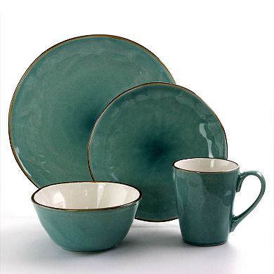 Elama Caribean Tide 16 Piece Luxurious Stoneware Dinnerware with Complete Setting for 4