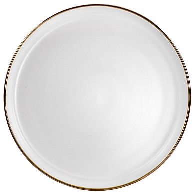 Elama Arthur 6 Piece Stoneware Dinner Plate Set in Matte White with Gold Rim