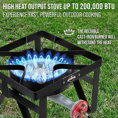 Hike Crew 220,000 BTU Single Burner Portable Gas Stove with Flame Air Control & Adjustable Hose