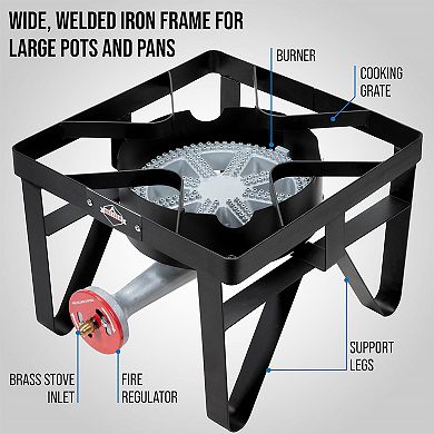 Hike Crew 220,000 BTU Single Burner Portable Gas Stove with Flame Air Control & Adjustable Hose