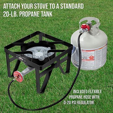 Hike Crew 220,000 BTU Single Burner Portable Gas Stove with Flame Air Control & Adjustable Hose
