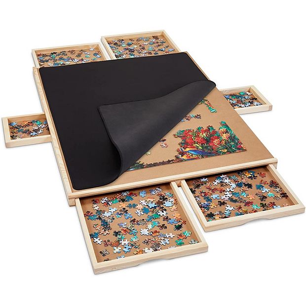  1500 Piece Wooden Jigsaw Puzzle Table - 6 Drawers, Puzzle Board, 27” X 35” Jigsaw Puzzle Board Portable - Portable Puzzle Table