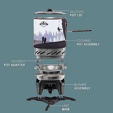 Hike Crew Portable Stove Top & Cooking System With 1L Pot, Compact Cooktop for Camping