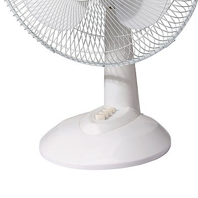 Kool Zone 12" Oscillating Desk Fan- White