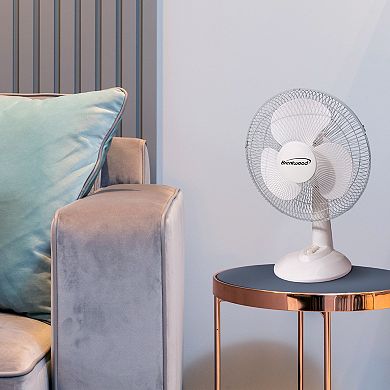 Kool Zone 12" Oscillating Desk Fan- White