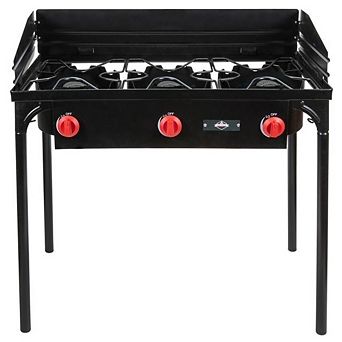 Hike Crew 225,000 BTU Portable Gas Stove with 3 Burners, Legs, Wind Panels & Temperature Control