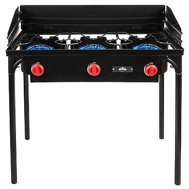 Hike Crew 225,000 BTU Portable Gas Stove with 3 Burners, Legs, Wind Panels & Temperature Control