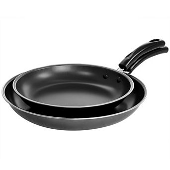 Gibson Everyday Highberry 2 pc 12 in and 10 in Frying Pan Set in Metallic Grey