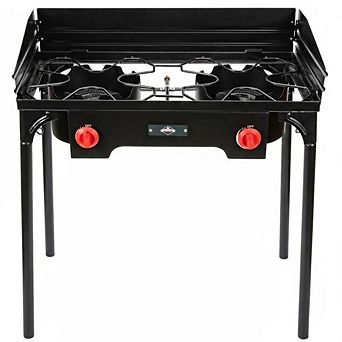Hike Crew 150,000 BTU Portable Gas Stove with 2 Burners, Legs, Wind Panels & Temperature Control