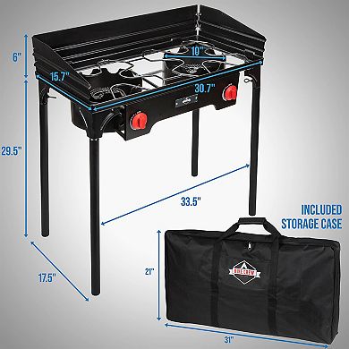 Hike Crew Cast Iron Portable Double Burner Outdoor Camping Gas Stove