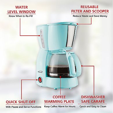 Brentwood 4 Cup 650 Watt Coffee Maker in Blue