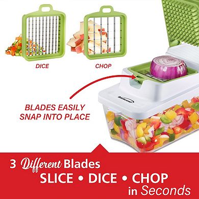 Brentwood Food Chopper and Vegetable Dicer with 6.75 Cup Storage Container in Green