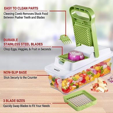 Brentwood Food Chopper and Vegetable Dicer with 6.75 Cup Storage Container in Green