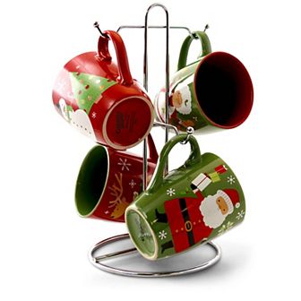 Gibson Home Santa Smile 4 pc 15 Ounce Stoneware Mugs in Assorted Designs