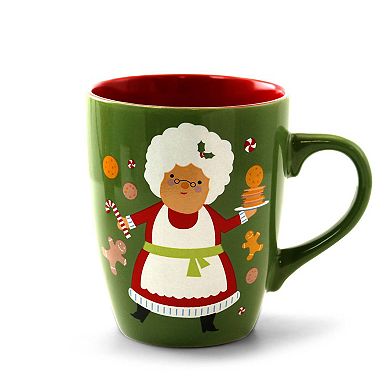 Gibson Home Santa Smile 4 Piece 15 Ounce Stoneware Mugs in Assorted Designs