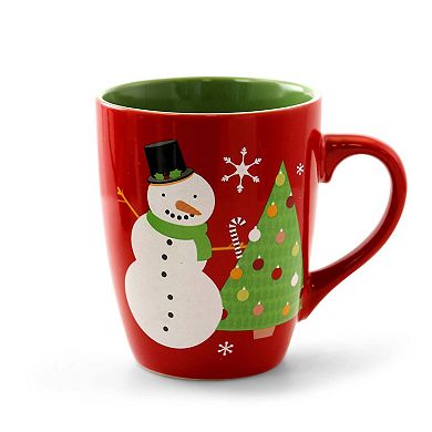 Gibson Home Santa Smile 4 Piece 15 Ounce Stoneware Mugs in Assorted Designs