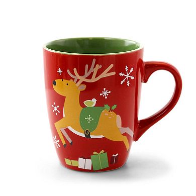 Gibson Home Santa Smile 4 Piece 15 Ounce Stoneware Mugs in Assorted Designs