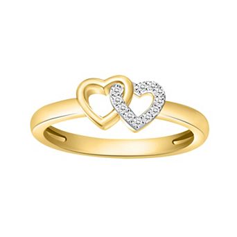 14k Gold Over Silver Diamond Accent Twin Heart Ring