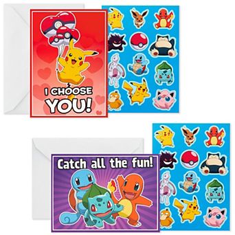 Hallmark Pokémon Valentines Day Cards & Stickers Assortment - 24 Classroom Cards with Envelopes