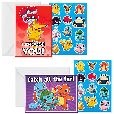Hallmark Pokmon Valentines Day Cards & Stickers Assortment - 24 Classroom  Cards with Envelopes