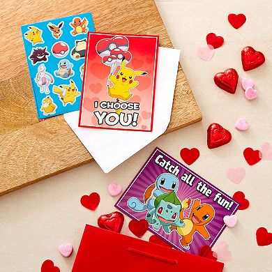 Hallmark Pokémon Valentines Day Cards & Stickers Assortment - 24 Classroom Cards with Envelopes