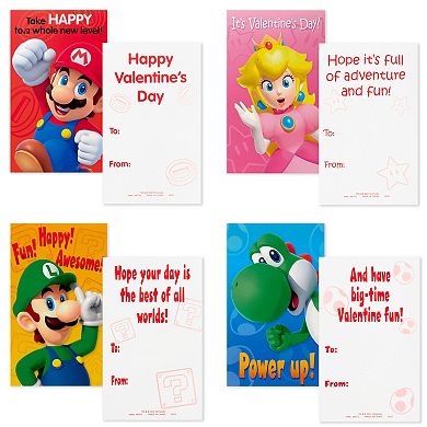 Hallmark Valentines Day Cards for Kids and Mailbox for Classroom Exchange - Super Mario Bros