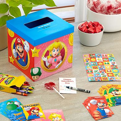 Hallmark Valentines Day Cards for Kids and Mailbox for Classroom Exchange - Super Mario Bros
