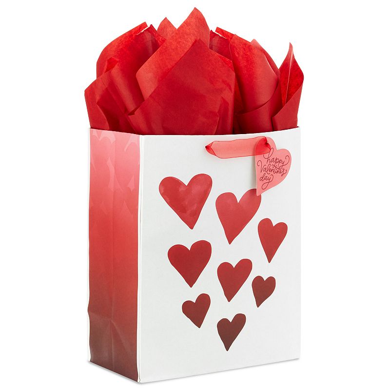 Hallmark 13-in. Large Valentines Day Gift Bag with Tissue Paper, Black