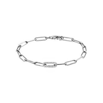 Sterling Silver 1/6 Carat T.W. Diamond Paperclip Link Bracelet