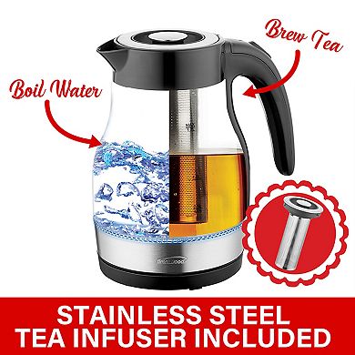 Brentwood Glass 1.7 Liter Electric Kettle with Tea Infuser in Black