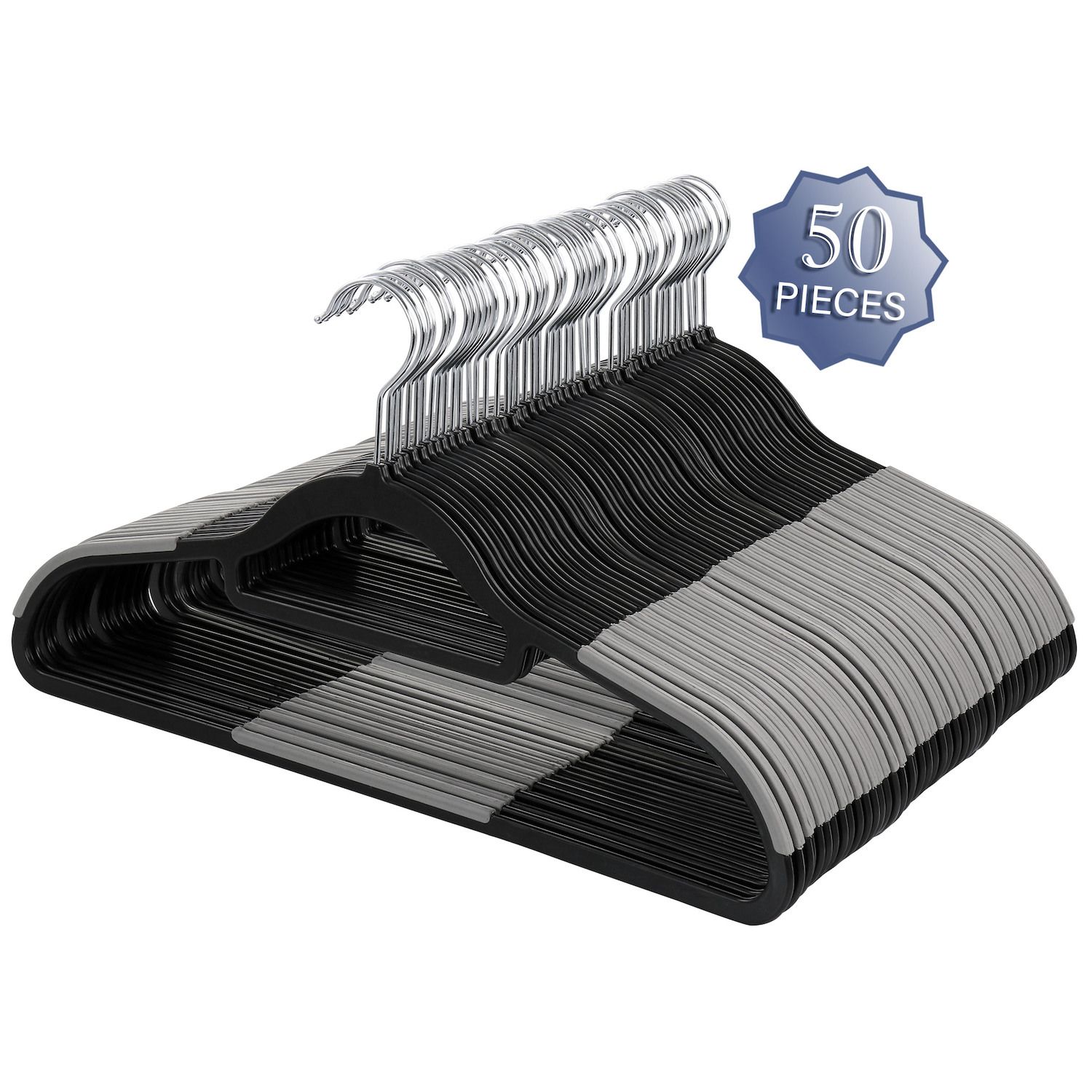 Honey-Can-Do 50-Pack Plastic Non-slip Grip Clothing Hanger (Black) in the  Hangers department at