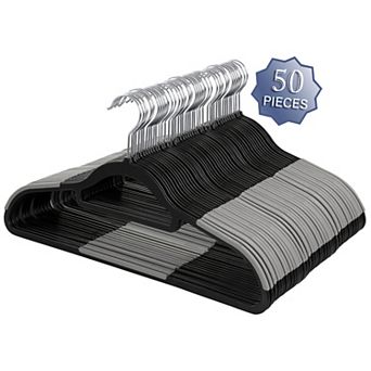 Elama Home 50 pc Plastic Non Slip Hanger in Black and Gray