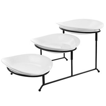 Elama 3 tier Oval Plate Porcelain Serveware Set